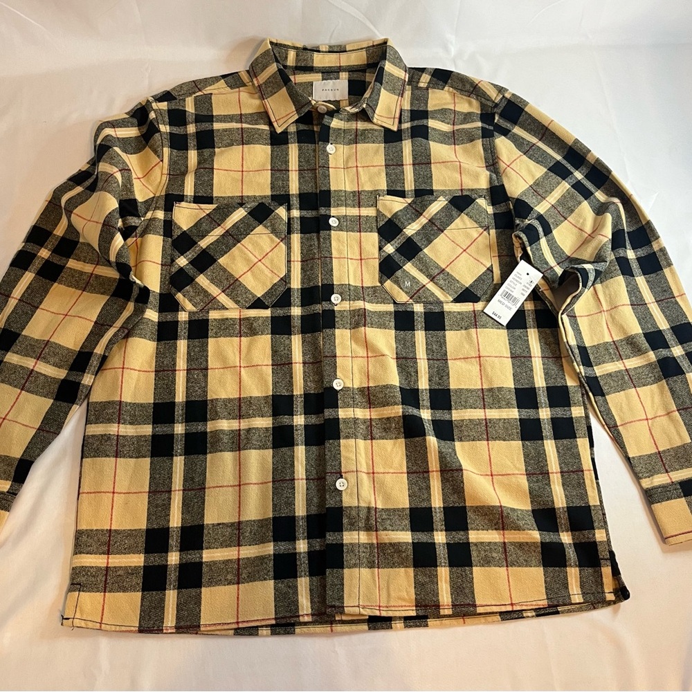 PacSun Black and Tan Plaid Casual Shirt